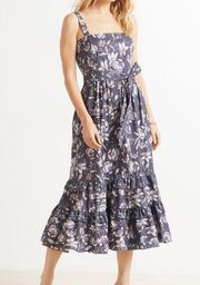 ROAN + RYAN Small EVEREVE Madison Mixed Print Dress Midi Tiered Ruffle Floral S