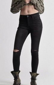 One x One Teaspoon Freebird II Distressed Black Skinny Jeans Women's 25