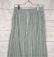 Beachlunchlounge • Linen Blend Pants • Striped • Green White • Small