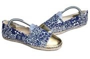 Lilly Pulitzer x Target Womens Upstream Espadrille Flats 9.5 Blue Gold Toe Shoes