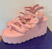 Steve Madden Madden Girl Pink Chunky Wedge Sandals Y2K Size 7M Barbiecore NEW