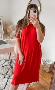 Eileen fisher red midi dress