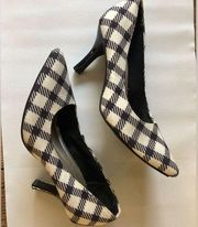 Comfort plus plaid heels blk&wht size 5
