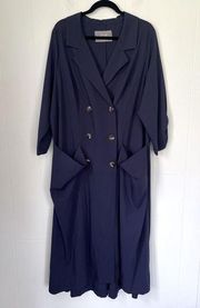Melissa McCarthy Seven7 Navy Blue Double Breasted Trench Dress Coat ~ Size 1X