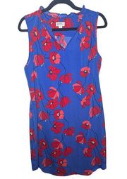 Market and Spruce Jeanie Ruffle Blue Red Poppy Sleeveless Mini Dress Size Medium