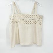 The GREAT. Cami Eyelet Tank Top 1 (S) Cream