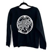 Anvil black crew neck sweatshirt with geometric design women’s size small