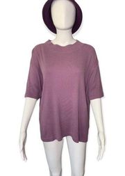 Crazy Horse Ribbed High Neck Lilac Short Sleeve Top Size XL