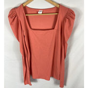 NWT Melrose and Market Coral Puff Sleeve Long Sleeve Top Size Medium