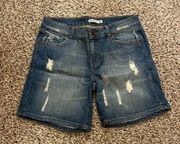 Stradivarius Women's Distressed Denim Jean Shorts Size 4 Mid-Rise Shorts