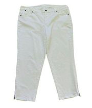 Talbots Jeans Heritage White Stretch Straight Crop Ankle Zipper Denim Size 18W