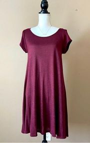 VIBE SPORTWEAR | Burgundy Knit Mini T-shirt Dress Sz L