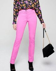 Escada High Waisted Ankle Length Straight Leg Jeans Stretch Bubblegum Pink 36