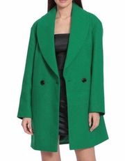 Avec Les Filles Shawl Collar Oversized Pea Coat Electric Ivy Green Small