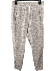 Athleta Cabo Tide Linen Jogger Size 6 Cream Beige Camo