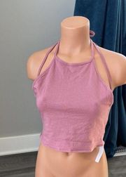 Topshop  Pink Halter Top Cropped Shirt 4 NWT Strappy K2