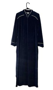 Vintage 1980s Christian Dior Women's Medium Navy Velour Nightgown