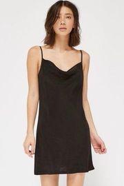 LACAUSA Bias Mini Slip Dress in Black XS