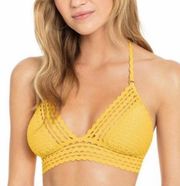 Robin Piccone Chira Triangle Halter Bikini Swim Top in Sunglow Yellow Size XXS