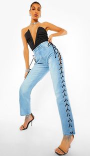 NWT Lace Up Jeans