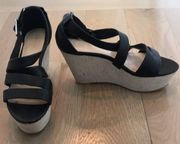 Calvin Klein Vonnie black platform wedges, 8.5