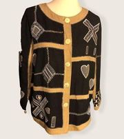 Flax Allure shacket type embroidered patchwork womens top size M