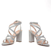 NEW J. Crew Stella Silver Glitter Sparkle Embellished Strappy Sandals High Heels