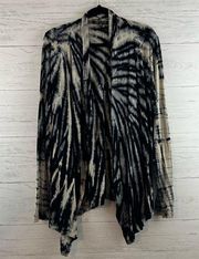 Karen Kane Black Tie Dye Open Front Jersey Knit Cardigan Size L