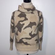 Sweet & Sinful Sweater XS Camo Cowl Neck Long Sleeve Fall Neutral Extra Small