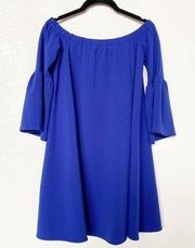 ASOS Blue Off the Shoulder Bell Sleeve Dress Size 0