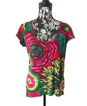 Desigual Women’s Top Floral Tropical Colorful Large