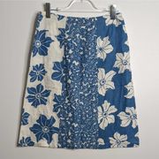 Vintage Willi Smith Skirt Mini Knee Length Linen Floral Pattern Size 8