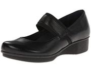 Dansko Lori Mary Jane Flat Shoes Heeled Platform Leather Black EU 40 US 9.5