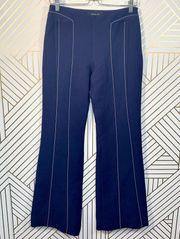 Derek Lam Contrast-Seam Flare Trousers Navy Blue