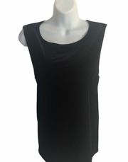 Chico’s Travelers Solid M Black Velvet Tank 2/L Holiday Career Shell Stretch