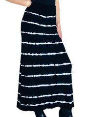 Pieces  Black & White Stripe Tie Dye Maxi Bodycon Skirt