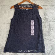 Adrianna Papell Sleeveless Lace Blue Blouse NWT