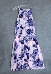 Vera Wang Dress Womens Small Pink & Purple Floral Tie Dye Sleeveless