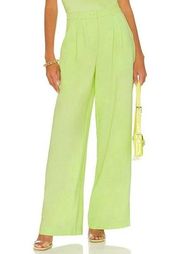 Revolve WeWoreWhat High Rise Wide Leg Pleated Lime Green Trouser Pants Size 2