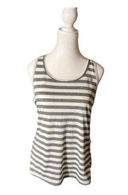 New Balance Women's Size Large Gray Striped Racer Back‎ Tank Top