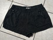 Alice + Olivia Britney High‎ Waist Linen Blend Black Shorts