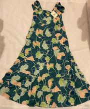 NWT  ANNIE maxi DRESS Printed Cotton Blossom Summer Green orange SZ6