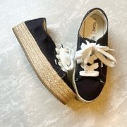 [Toms] Cassiah Platform Espadrille Sneakers in Black- US 8