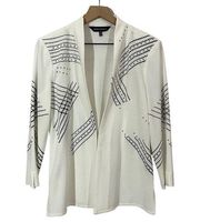 Ming Wang Embroidered Knit Cardigan Jacket - White - Small