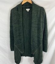 Market & Spruce Deb Cotton Blend Zipper Detail Sweater Green Size small