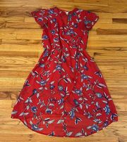 Flirty Floral  Faux Wrap Dress Sz M