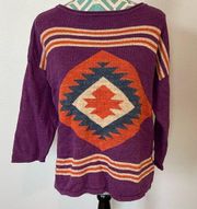 Chaps Aztec Purple & Orange Sweater size XL