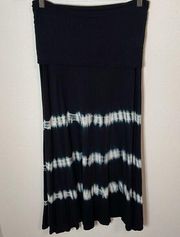 Inc. maxi skirt.  Tie dye.  Rayon and spandex. Fold over waistband. Size Large.