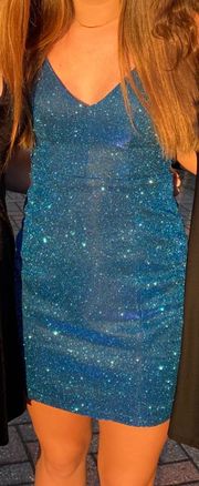 Blue Sparkly Homecoming Dress