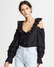 Women’s Pippa Top Black Cropped M Cold Shoulder New $98